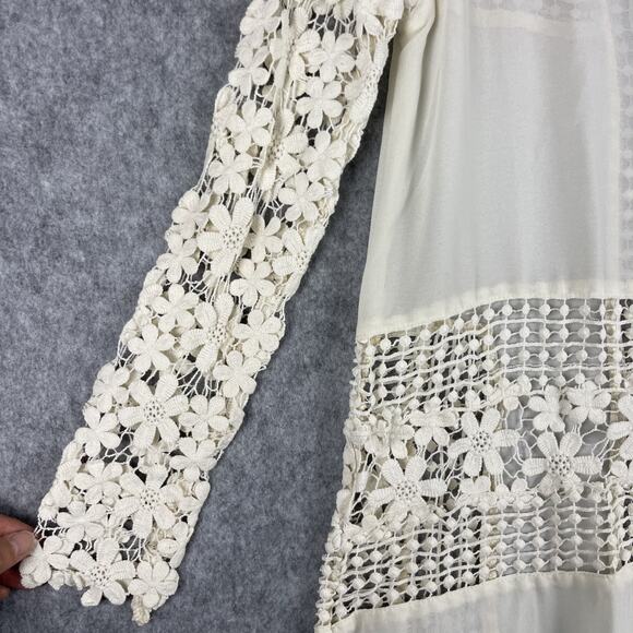 Latiste Top Womens Small Ivory Floral Crochet Lace Sheer Fairy Romantic Whimsy - Picture 4 of 16